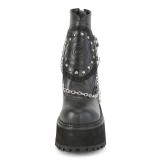 Schwarz Vegan 12 cm ASSAULT-55 lolita plateau stiefeletten mit blockabsatz
