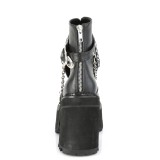 Schwarz Vegan 12 cm ASSAULT-55 lolita plateau stiefeletten mit blockabsatz