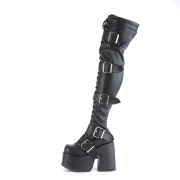 Schwarz Vegan 13 cm CAMEL-305 overknee stiefel mit schnrung