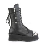 Schwarz Vegan 7 cm GRAVEDIGGER-14 demoniacult stiefel - unisex plateaustiefel