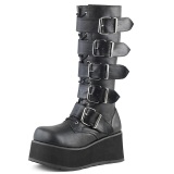 Schwarz Vegan 8,5 cm TRASHVILLE-518 demonia stiefel - unisex plateaustiefel
