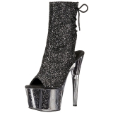 Schwarz glitter 18 cm ADORE-1018G damen stiefeletten mit plateausohle