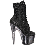 Schwarz glitter 18 cm ADORE-1020G damen stiefeletten mit plateausohle