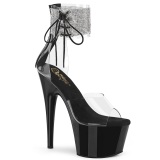 Schwarz strass 18 cm ADORE-724RS-2 pleaser high heels mit knöchelmanschette