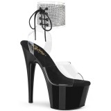 Schwarz strass 18 cm ADORE-791-2RS pleaser high heels mit knöchelmanschette