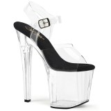 Schwarz transparent 19 cm ENCHANT-708 plateauschuhe high heels