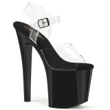 Schwarz transparent 19 cm ENCHANT-7082 plateauschuhe high heels