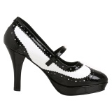 Schwarz weiss 10,5 cm CONTESSA-06 mary jane pumps rockabilly gangster