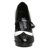 Schwarz weiss 10,5 cm CONTESSA-06 mary jane pumps rockabilly gangster
