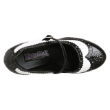 Schwarz weiss 10,5 cm CONTESSA-06 mary jane pumps rockabilly gangster