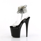 Schwarze 20 cm FLAMINGO-2RS pleaser high heels mit strass knöchelmanschette