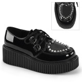 Schwarze 5 cm CREEPER-108 damen creepers schuhe - rockabilly plateauschuhe
