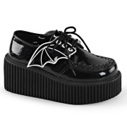Schwarze 7,5 cm CREEPER-205 damen creepers - plateauschuhe mit fledermausflgel