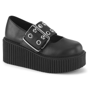 Schwarze 7,5 cm CREEPER-230 maryjane creepers - plateauschuhe mit schnalle