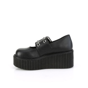 Schwarze 7,5 cm CREEPER-230 maryjane creepers - plateauschuhe mit schnalle