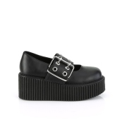 Schwarze 7,5 cm CREEPER-230 maryjane creepers - plateauschuhe mit schnalle