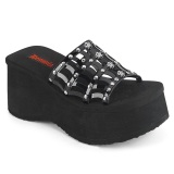 Schwarze 9 cm DemoniaCult FUNN-13-2 emo gothic plattform mules