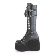 Schwarze Vegan 11,5 cm DemoniaCult KERA-200 gothic plateaustiefel