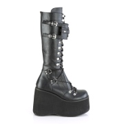 Schwarze Vegan 11,5 cm DemoniaCult KERA-200 gothic plateaustiefel