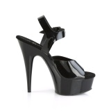 Schwarze high heels 15 cm DELIGHT-608N JELLY-LIKE stretchmaterial plateau high heels