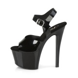 Schwarze high heels 18 cm SKY-308N JELLY-LIKE stretchmaterial plateau high heels