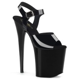 Schwarze high heels 20 cm FLAMINGO-808N JELLY-LIKE stretchmaterial plateau high heels