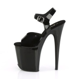 Schwarze high heels 20 cm FLAMINGO-808N JELLY-LIKE stretchmaterial plateau high heels