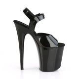 Schwarze high heels 20 cm FLAMINGO-808N JELLY-LIKE stretchmaterial plateau high heels