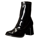 Schwarze lackleder 7,5 cm GOGO-150 stretch ankel boots mit blockabsatz