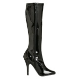 Schwarze lackstiefel 13 cm SEDUCE-2000 spitze stiefel mit stiletto absatz