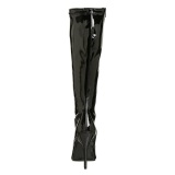 Schwarze lackstiefel 13 cm SEDUCE-2000 spitze stiefel mit stiletto absatz