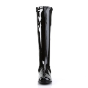 Schwarze lackstiefel blockabsatz 5 cm - 70er jahre hippie disco kniehohe boots gogo