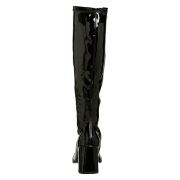 Schwarze lackstiefel blockabsatz 7,5 cm - 70er jahre hippie disco kniehohe boots gogo