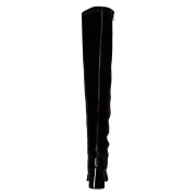 Schwarze overknee stiefel 7,5 cm vinylleder - 70er jahre hippie disco overknee boots gogo