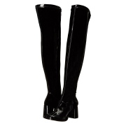 Schwarze overknee stiefel 7,5 cm vinylleder - 70er jahre hippie disco overknee boots gogo