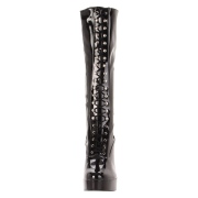 Schwarze schnürstiefel lackleder 13 cm - lackboots 70er jahre hippie disco plateauboots
