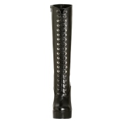 Schwarze schnürstiefel vinylleder 13 cm - vinyl boots 70er jahre hippie disco plateauboots