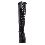 Schwarze schnürstiefel vinylleder 13 cm - vinyl boots 70er jahre hippie disco plateauboots