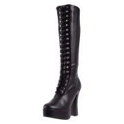 Schwarze schnürstiefel vinylleder 13 cm - vinyl boots 70er jahre hippie disco plateauboots