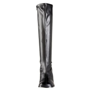 Schwarze stiefel blockabsatz 7,5 cm vinylleder - 70er jahre hippie disco kniehohe boots gogo