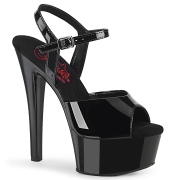 Schwarze stöckelschuhe plateau 15 cm GLEAM-609 pleaser stöckelschuhe