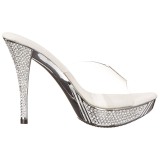 Silber 11,5 cm ELEGANT-401 strasssteinen plateau pantoletten