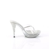 Silber 11,5 cm ELEGANT-401R plateau high heel mules mit strass steinen