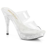 Silber 11,5 cm ELEGANT-402 plateau high heel mules mit strass steinen