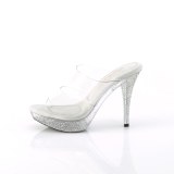 Silber 11,5 cm ELEGANT-402 plateau high heel mules mit strass steinen