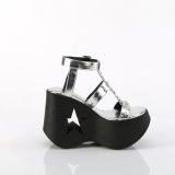 Silber 13 cm DemoniaCult DYNAMITE-12 emo schuhe wedge sandaletten