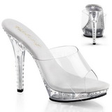 Silber 13 cm Fabulicious LIP-101LS Strass Plateau High Mules