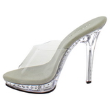 Silber 13 cm Fabulicious LIP-101LS Strass Plateau High Mules