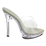 Silber 13 cm Fabulicious LIP-101LS Strass Plateau High Mules