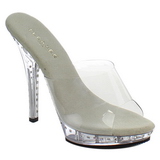 Silber 13 cm Fabulicious LIP-101LS Strass Plateau High Mules